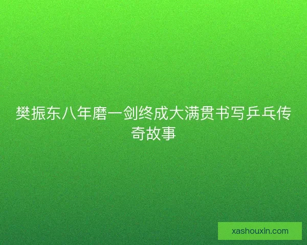 樊振东八年磨一剑终成大满贯书写乒乓传奇故事