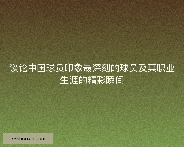 谈论中国球员印象最深刻的球员及其职业生涯的精彩瞬间